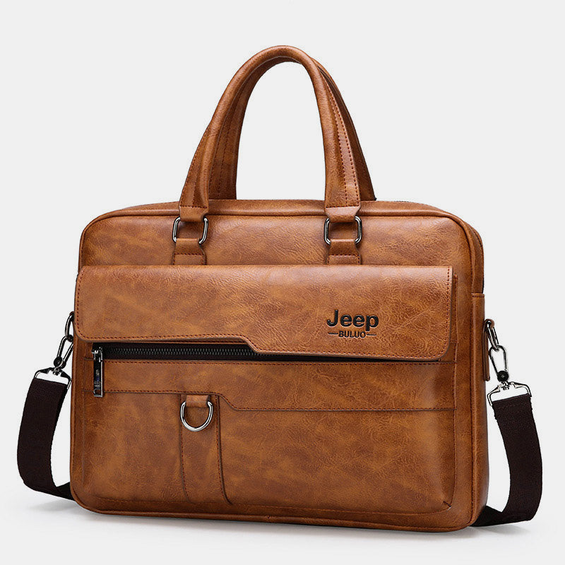 Men's lightweight PU leather messenger bag