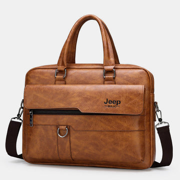 Men's lightweight PU leather messenger bag