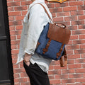 Vintage Leather Canvas Backpack for Men & Women – Travel Daypack, Unisex Rucksack