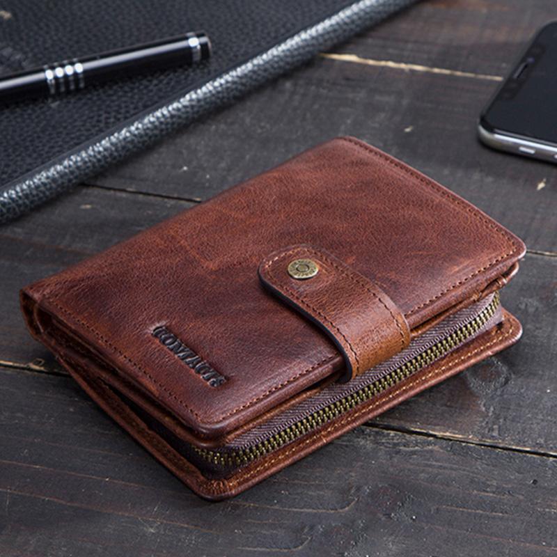RFID GenuineLeather Multi - Card Buckle Wallet