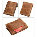 Men’s Genuine Leather RFID Wallet – Multi - Card & Coin Pockets, Zipper & Buckle Closure