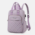 Lightweight Embossed Embroidery Backpack with USB Charging Port – Perfect for Women on the Go