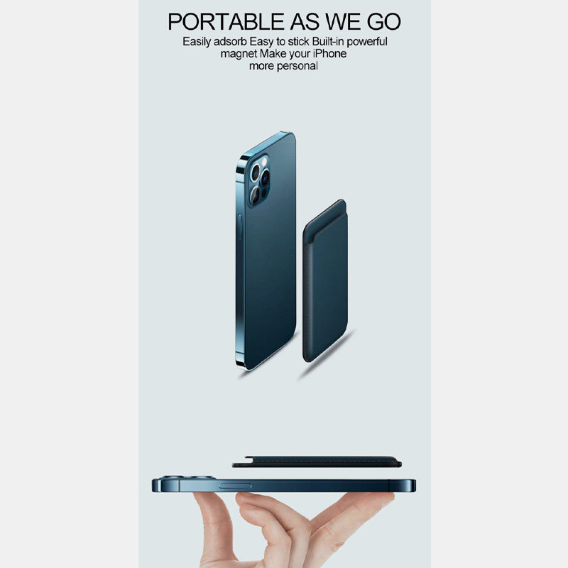 Magnetic leather card holder wallet for iPhone