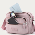 Lilac four-zip lightweight nylon crossbody bag for women