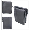 Men’s Genuine Leather RFID Wallet – Multi - Card & Coin Pockets, Zipper & Buckle Closure