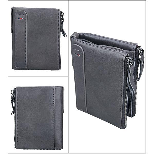 Men’s Genuine Leather RFID Wallet – Multi - Card & Coin Pockets, Zipper & Buckle Closure