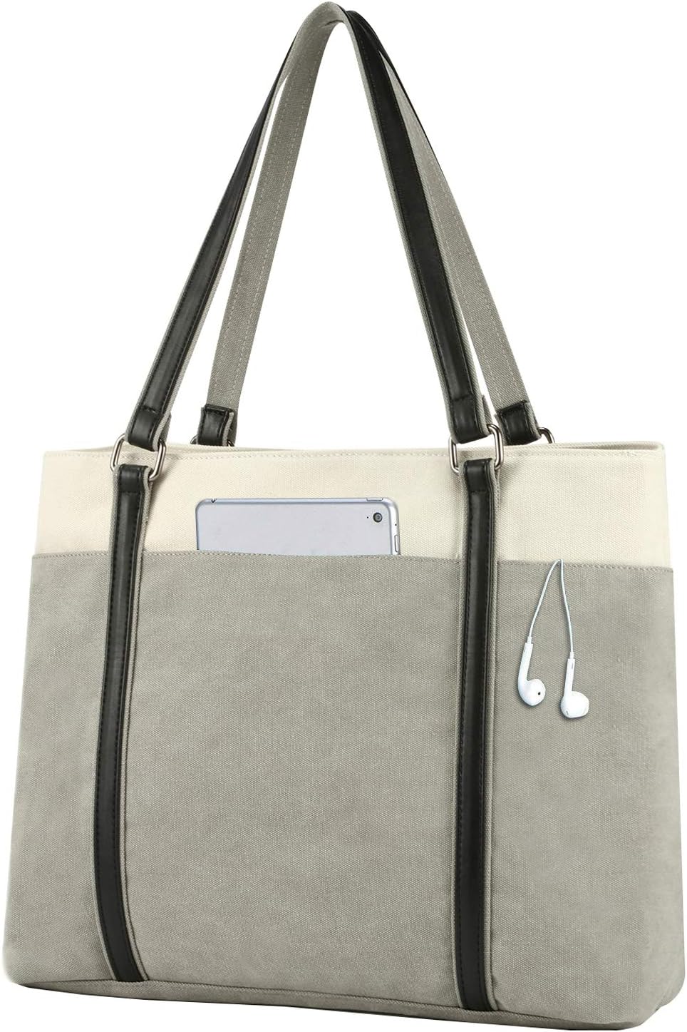 Women Laptop Tote Bag for Work – Lightweight Splice Canvas 15.6 Inch Handbag Purse