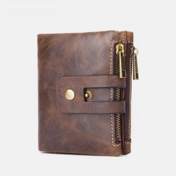 Multifunctional double zipper vintage wallet