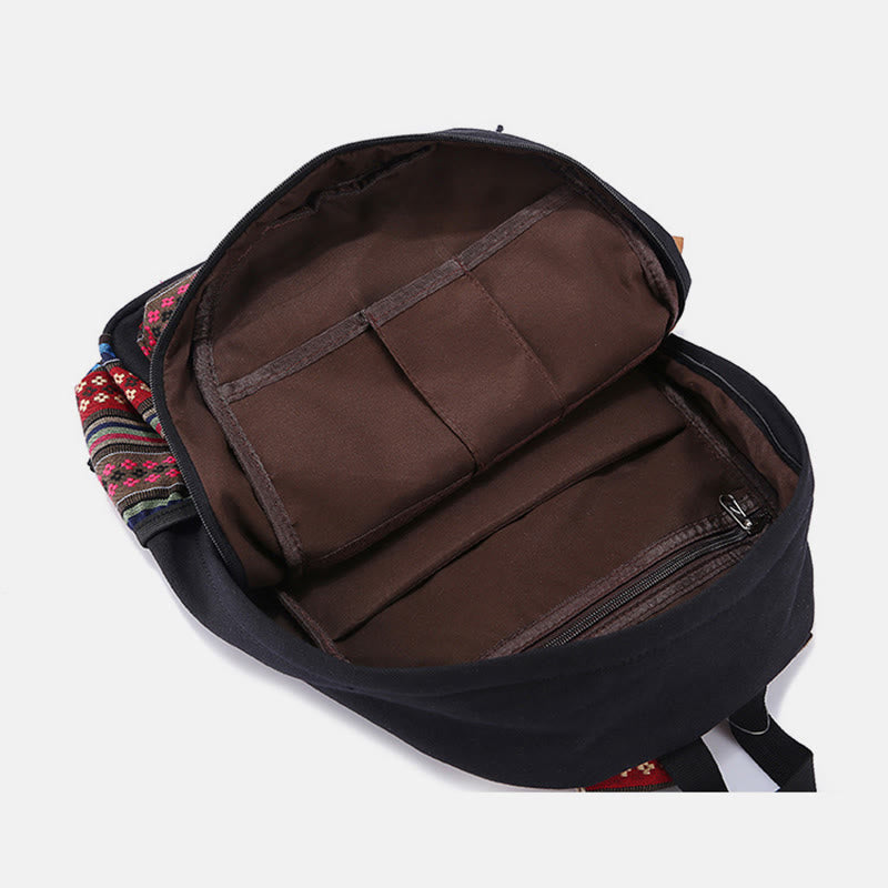 Women's colorful stripe canvas backpack