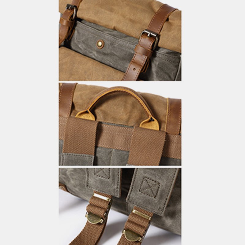 Canvas Leather Backpack Rucksack – Fits 15.6" Laptops | Perfect for College, Weekend Travel, and Daily Use