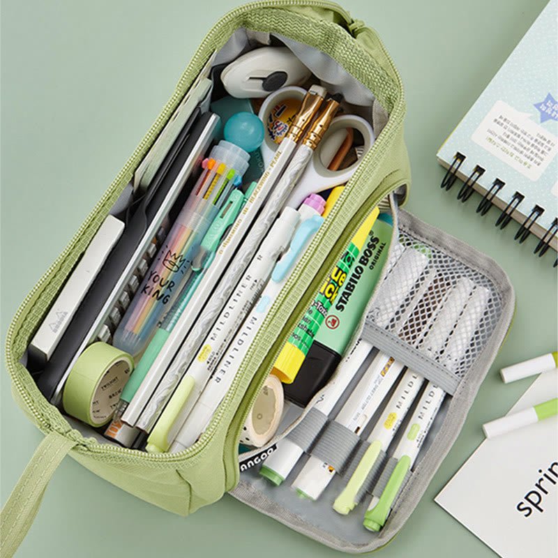 Multifunctional Double Layer Large Capacity Pencil Case for Study & Organization
