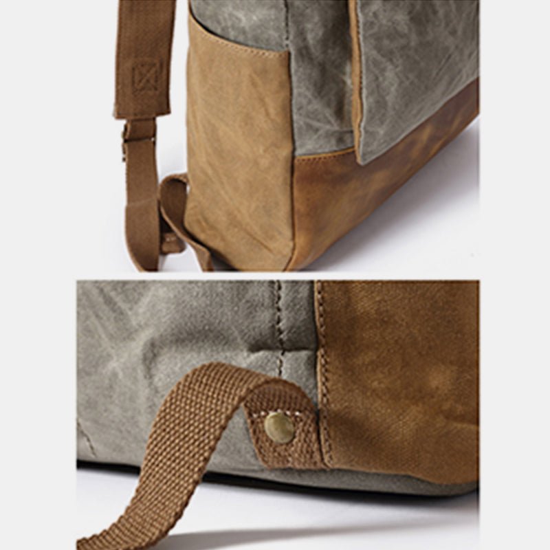 Canvas Leather Backpack Rucksack – Fits 15.6" Laptops | Perfect for College, Weekend Travel, and Daily Use