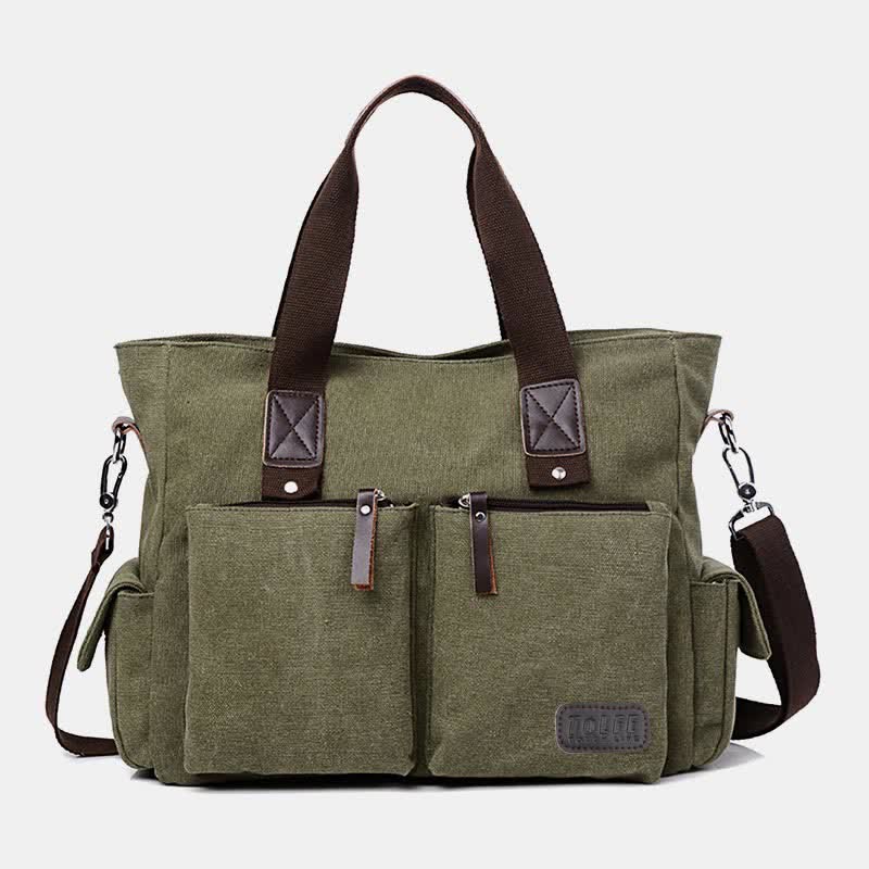 Casual Canvas Laptop Tote Bag for Men & Women – Work Handbag with Adjustable Strap
