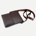 Small Messenger Bag for Men Plaid PU Leather Crossbody Shoulder Bag