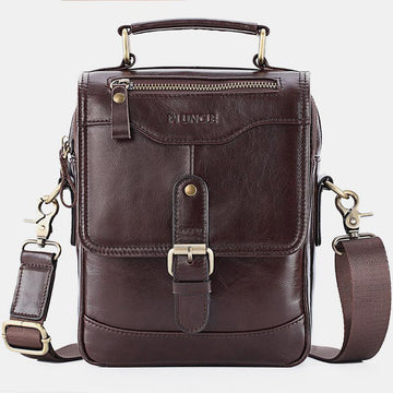 Men's vintage high capacity leather messenger bag