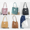 Corduroy Tote Bag for Women – Large Capacity School Shoulder Bag with Magnetic Closure