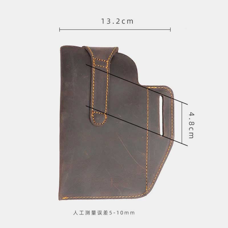 Vintage Leather Waist Phone Bag with Keychain | Outdoor Activity & Daily Use | Genuine Leather