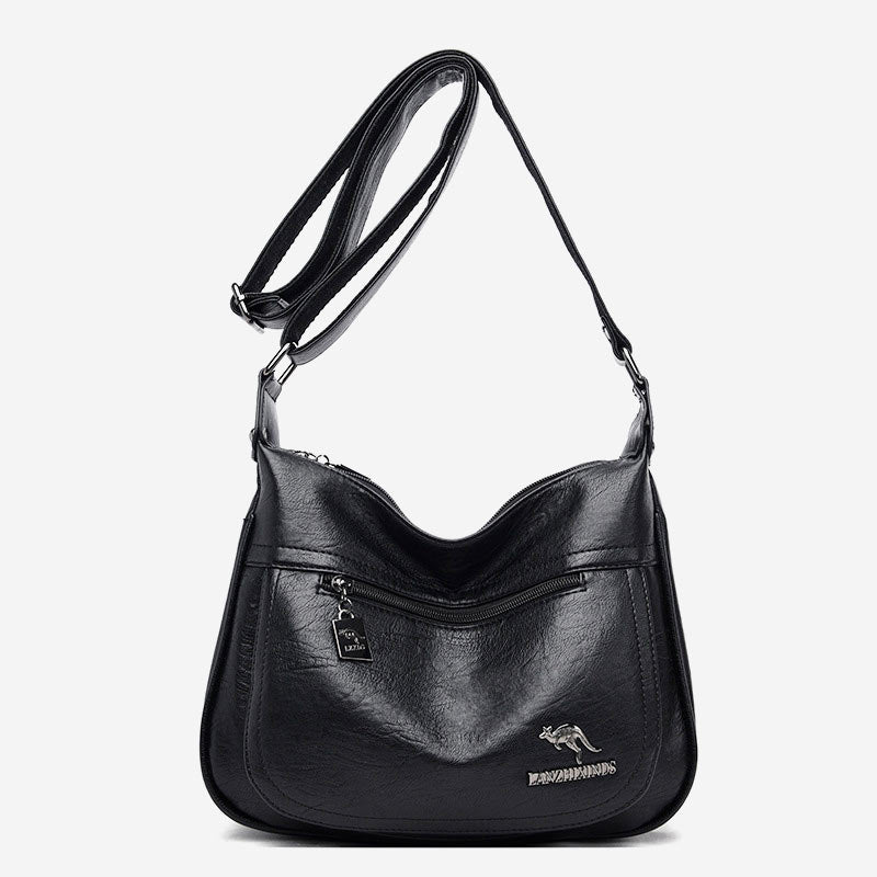 Women’s Soft Leather Double Compartment Crossbody Bag – Stylish & Practical Shoulder Bag