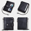 RFID Anti - Theft Large Capacity Genuine Leather Wallet with Chain – Secure & Stylish