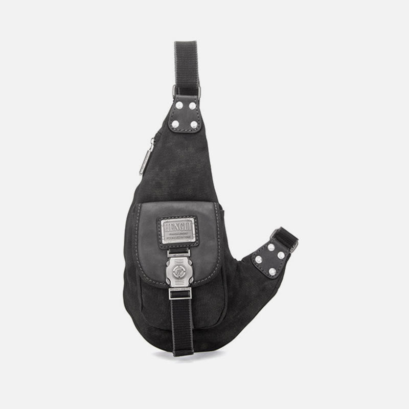 Multifunctional Canvas Chest Bag for Men – Leisure Crossbody Riding Bag