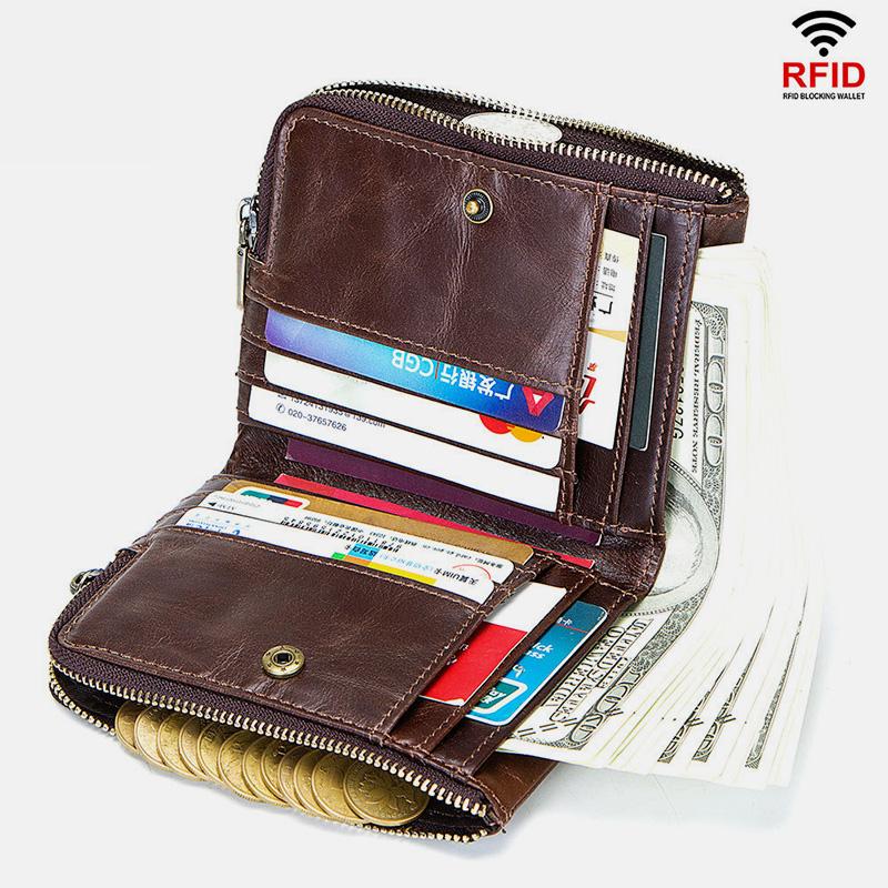 RFID Anti - theft Genuine Leather Multi - slot Bifold Wallet for Men - Stylish Business Wallet