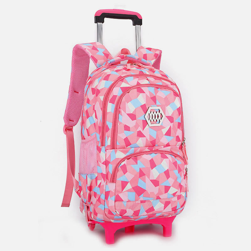 Girls colorful rolling school backpack