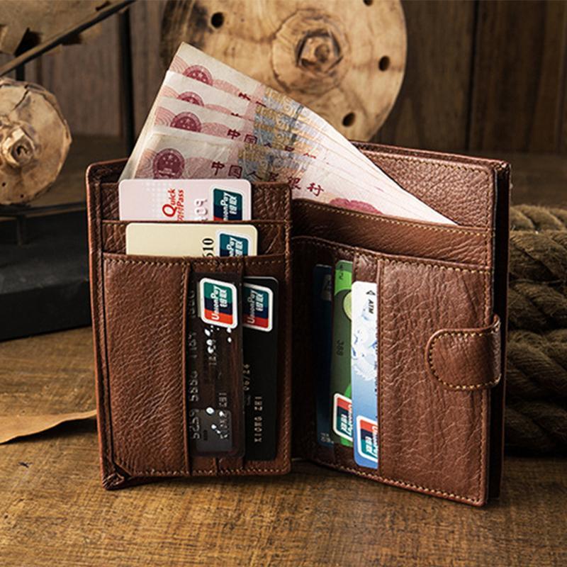 Premium Real Leather Large Capacity Vertical Wallet for Men – Slim, Durable & Stylish