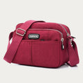Brick red waterproof three-layer nylon crossbody bag for women