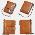 RFID Anti - Theft Large Capacity Genuine Leather Wallet with Chain – Secure & Stylish