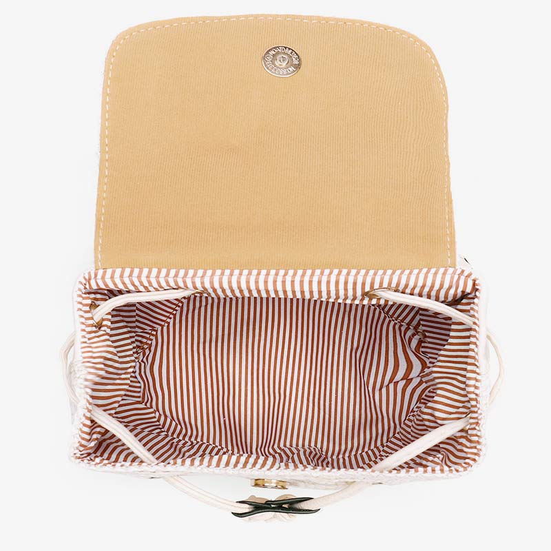 Women’s Straw Backpack – Summer Beach Woven Drawstring Handbag