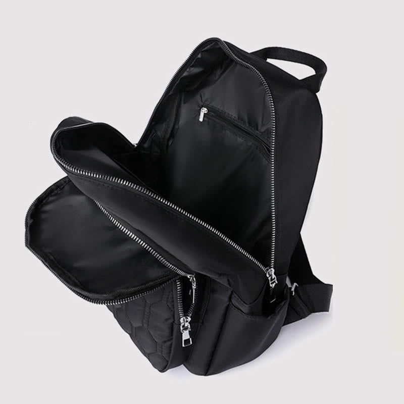 Women's quilted nylon travel backpack
