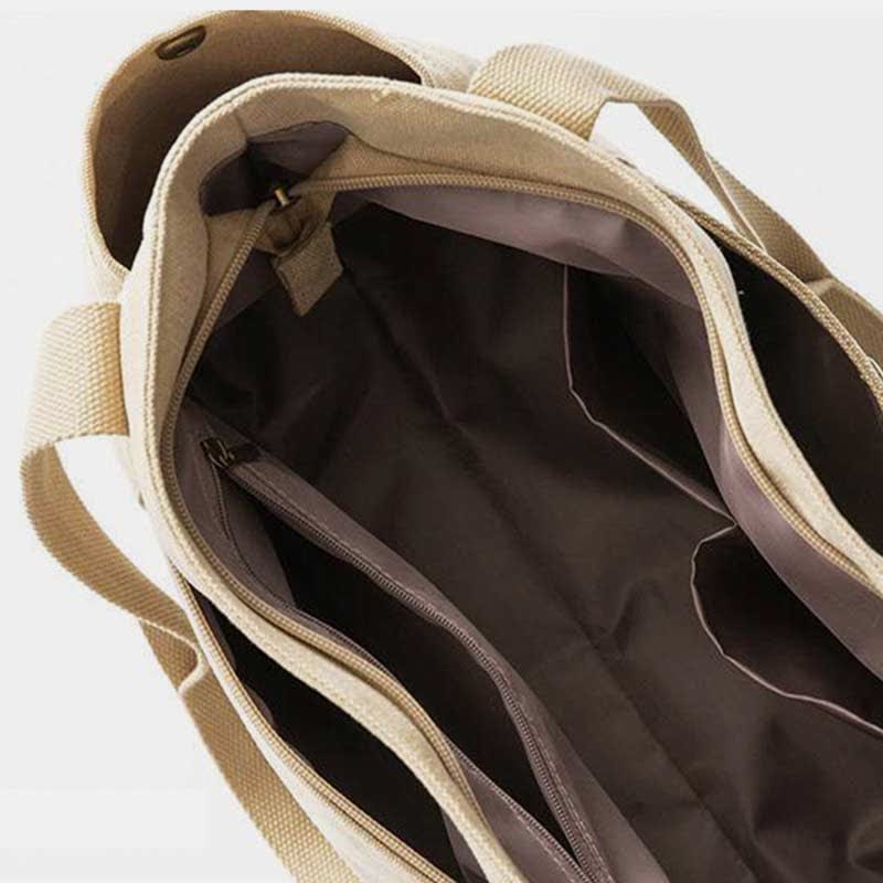Large capacity multi-pocket canvas shoulder tote bag