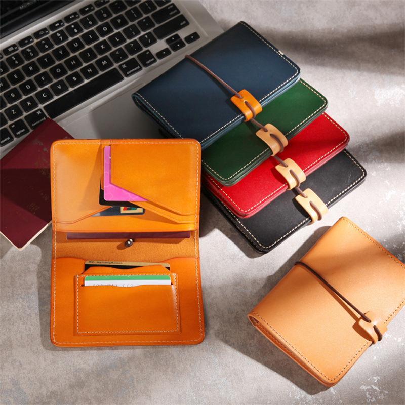 Real leather vintage passport holder and card case