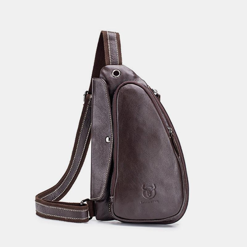 Anti - theft Slim Sling Bag for Men | Genuine Leather Crossbody Chest Bag