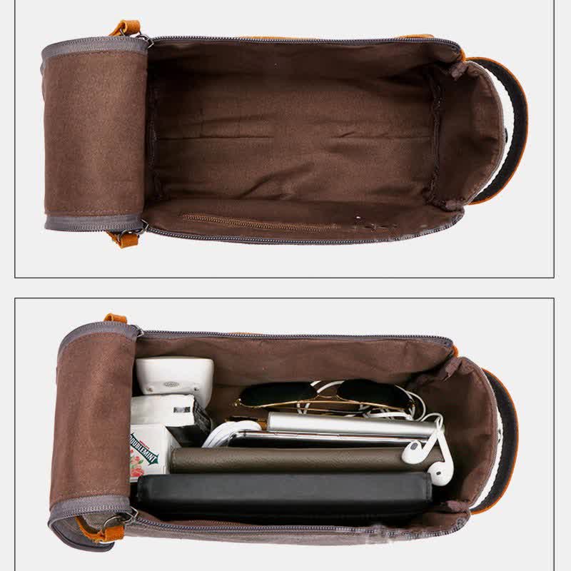 Retro canvas travel makeup and toiletry pouch