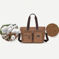 Multi - Pocket Canvas Tote Handbag for Women & Men – Retro Laptop Bag with Adjustable Straps