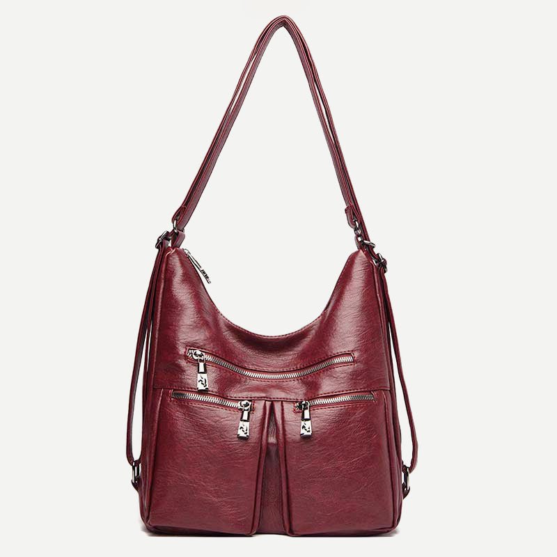 3 - Way Use Backpack Multi - Pocket Leather Zip Crossbody Shoulder Bag