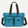 Multi - Pocket Canvas Tote Handbag for Women & Men – Retro Laptop Bag with Adjustable Straps