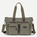 Multi - Pocket Canvas Tote Handbag for Women & Men – Retro Laptop Bag with Adjustable Straps