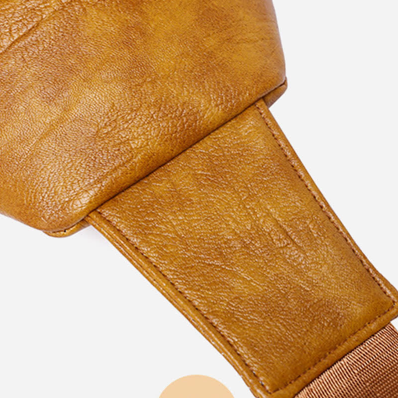 Camel brown PU leather material close-up