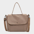 Tan large canvas tote bag with zipper and adjustable strap