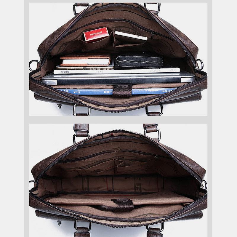 Men's lightweight PU leather messenger bag