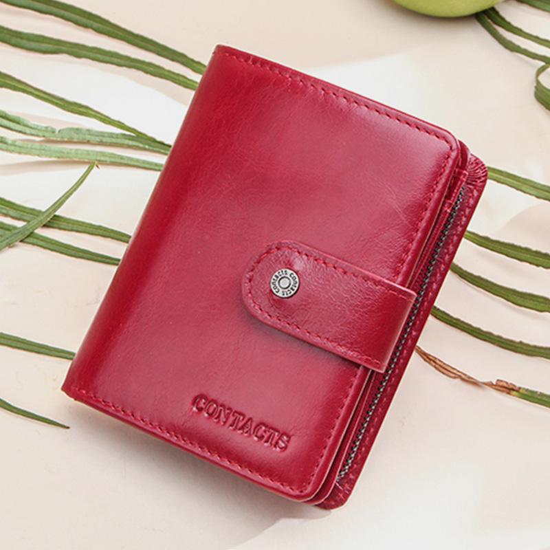 RFID GenuineLeather Multi - Card Buckle Wallet