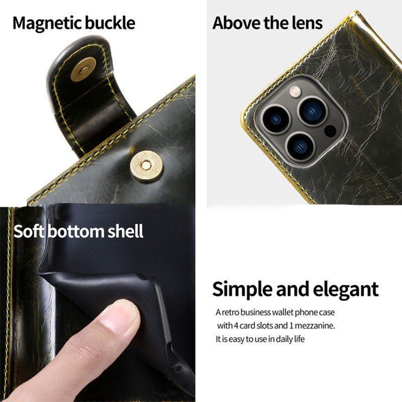 Wallet Case for iPhone - PU Leather Durable Phone Case with Card Slot