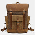 Vintage Canvas Backpack with Genuine Leather Accents – Casual Laptop Travel Rucksack for Men & Women