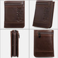 RFID Large Capacity Bifold Wallet for Men – Retro Genuine Leather with 20 Card Slots & Zipper Pockets
