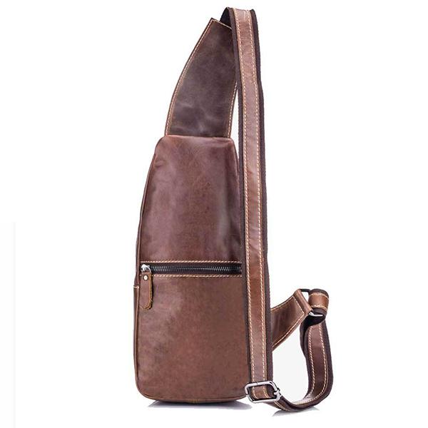 Men's Genuine Leather Sling Bag – Vintage Crossbody Backpack, Waterproof and Durable