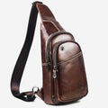 Men's large capacity genuine leather sling bag