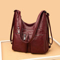 3 - Way Use Backpack Multi - Pocket Leather Zip Crossbody Shoulder Bag