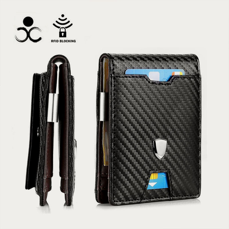 Minimalist Multi - Slot Bifold Card Holder RFID Blocking Wallet with Cash Clip